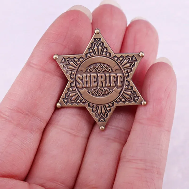 Old West Sheriff Star Badge Brass Lapel Pin Law Officer Police Costume Accessory Old West Sheriff Star Badge Brass Lapel Pin Law Officer Police Costume Accessory