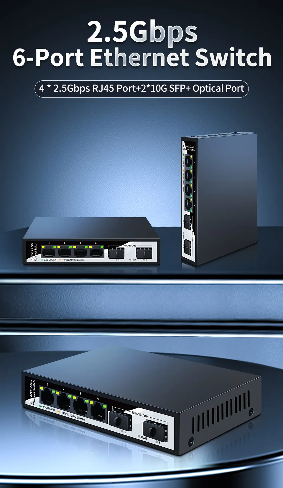 Horaco 2.5GBEスイッチ4ポートRJ45 2500Mbpsイーサネット