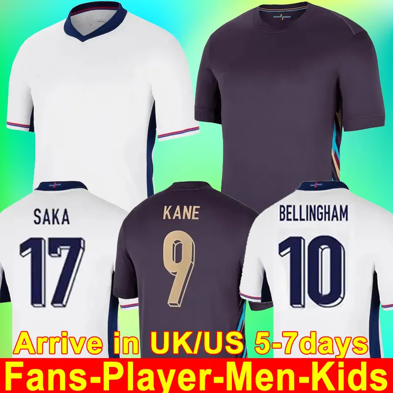 Inghilterra Shirt Kit Football Kit Soccer Jersey Fan Player versione 24 25 Bellingham 2024 2025 Saka Foden Rashford Grealish Kane Mount Stones Stones Boys Boys Set di ragazzi