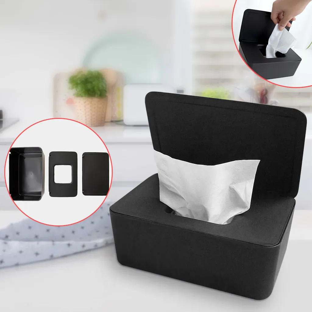 Tissue Paper Case With Cover Large Capacity Napkin Holder Plastic Wet ...