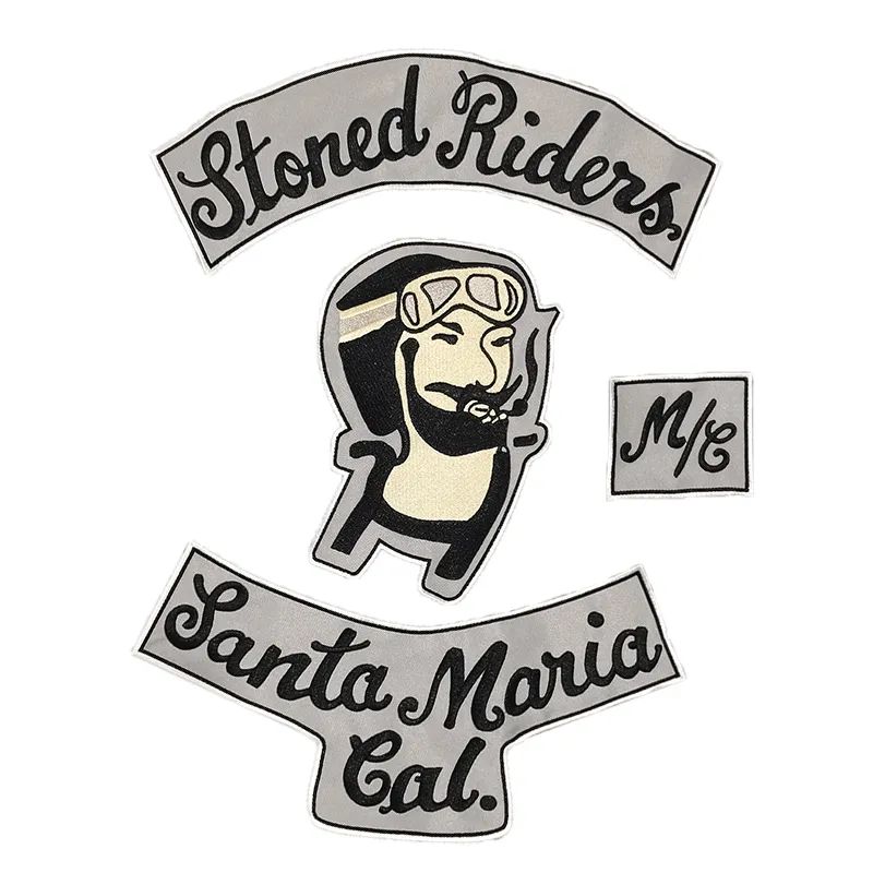 Nieuwe aankomst Stone Rider geborduurd ijzer op patches voor kleding MC Biker Men Jacket aangepaste ontwerp gratis verzending