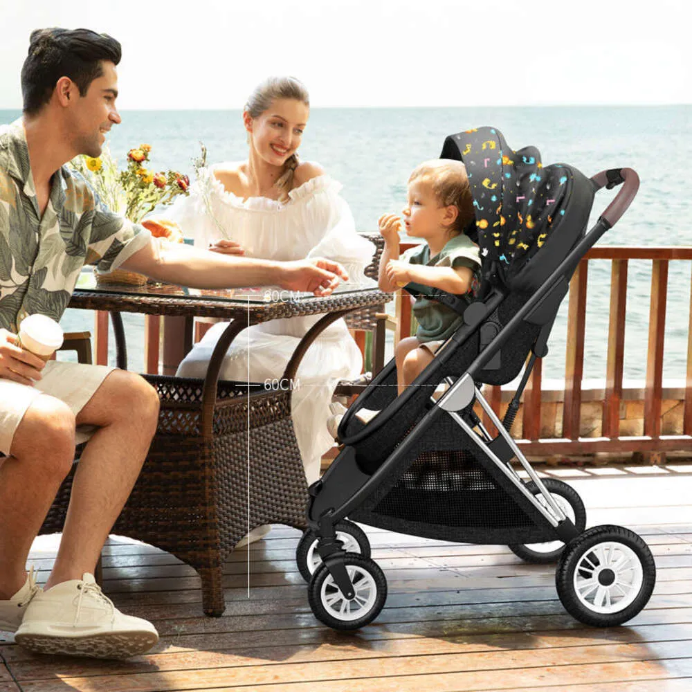 DHgate 2 in 1 Foldable Four Wheel Stroller Lay Flat Reclining Bassinet with Canopy Baby Kids Maternity