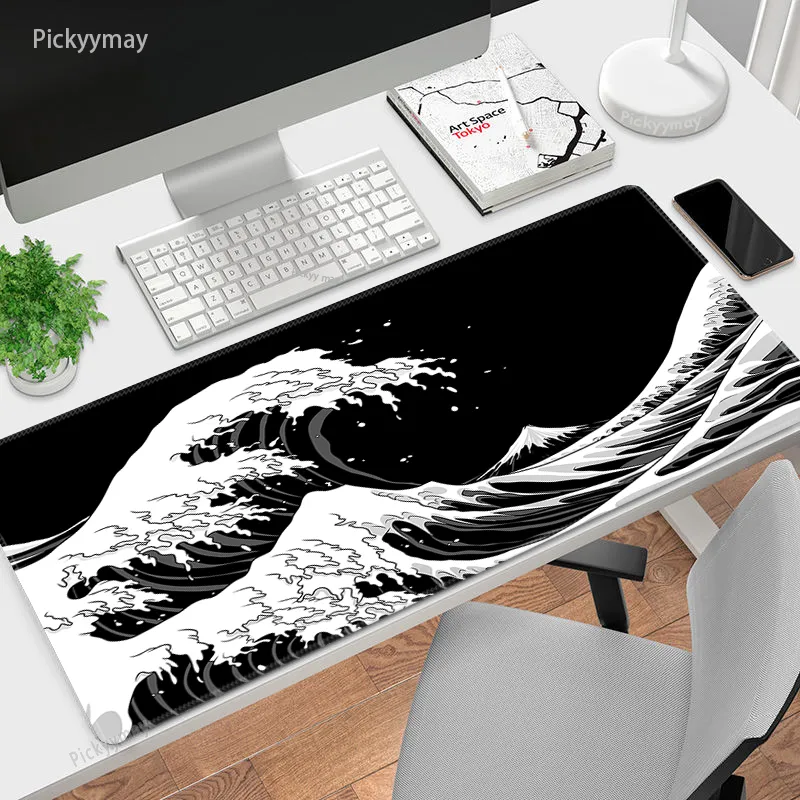 Gaming Mouse Pad Large 31.5 X 11.8in Topographic Keyboard Pad Mouse Pad For Non-Slip Base And Stitched Edge, Extended Desk Pad XL Keyboard Desk Mat ( White - View #2