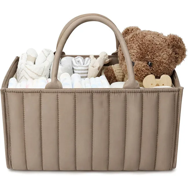 DHgate Portable Baby Diaper Caddy Organizer Stylish Brown Nappy Bag Nursery Storage Basket Home Garden
