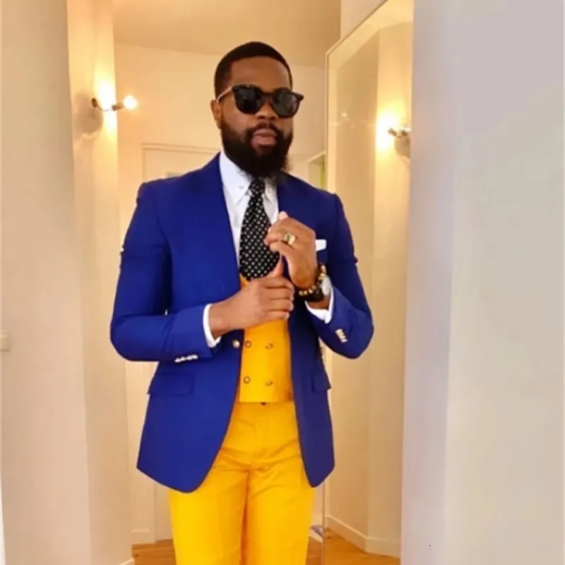 Royal blue and yellow jacket top