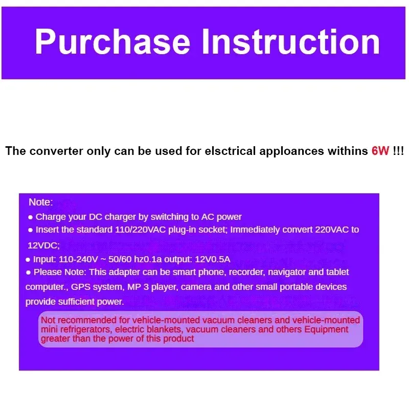 cigarette lighter to wall plug Universal AC DC Car Socket Adapter Converter, DC 12V 500mA Vehicle Power Inverters, Power Supply Transformer for Car Electronics : Everything Else it supports most small electronic devices like smartphones AC to DC Converter 2A