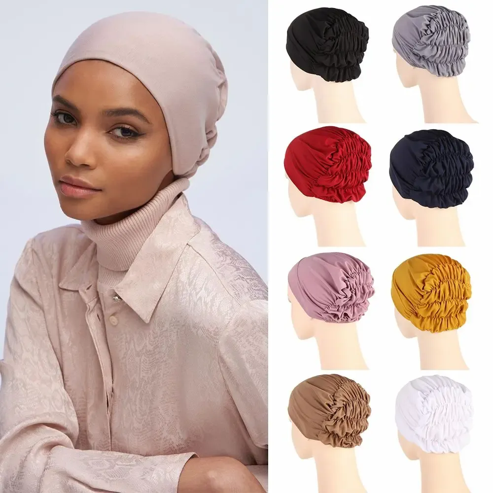 Muslim Women's Flower Hijab Elastic Cap - Adjustable Islamic Headscarf Turban
