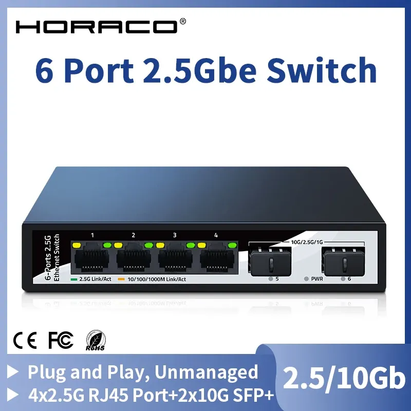 HORACO　10G/2.5G スイッチングハブ Horaco 8-port 2.5GbE and 1-port 10GbE Sub $100 Switch Review