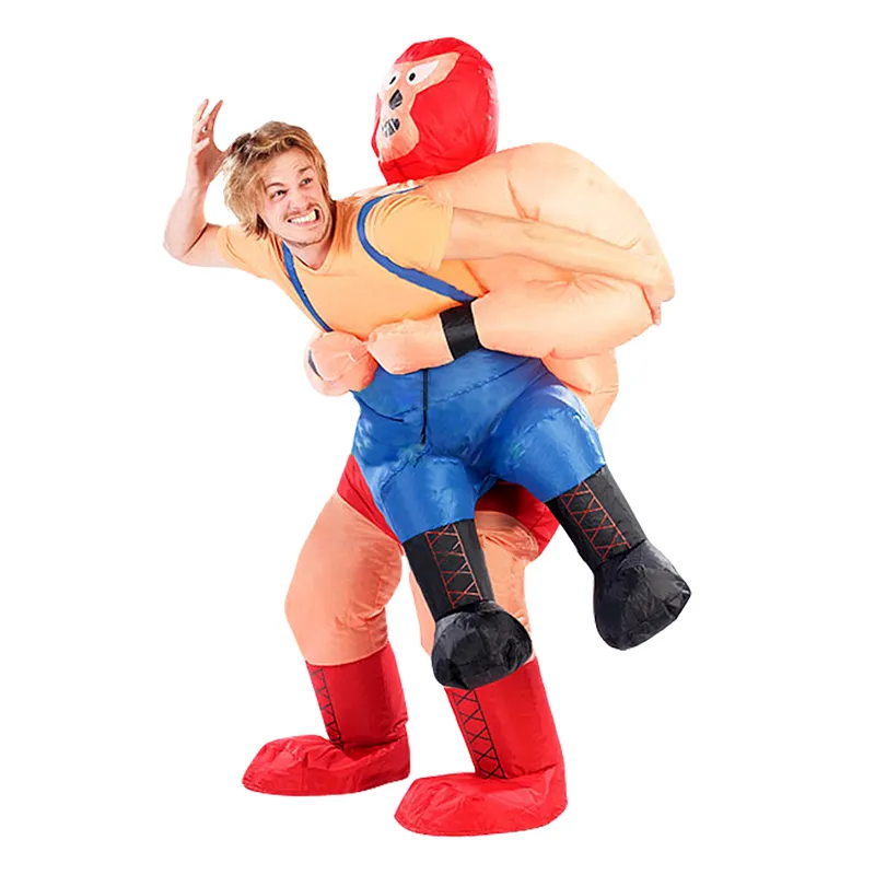 Adult Wrestlers Inflatable Costume for Helloween Funny Carnival Cosplay Costume for Men Women Friends Birthday Gifts