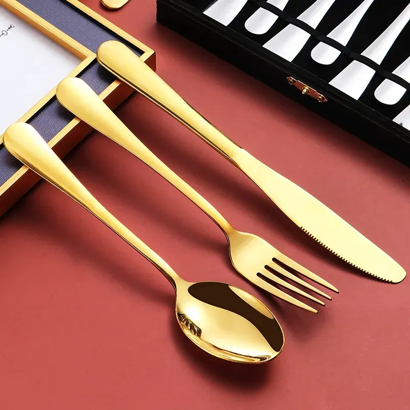 24-Piece Stainless Steel Cutlery Set With Wooden Gift Box - Western Dinnerware_voghion.com