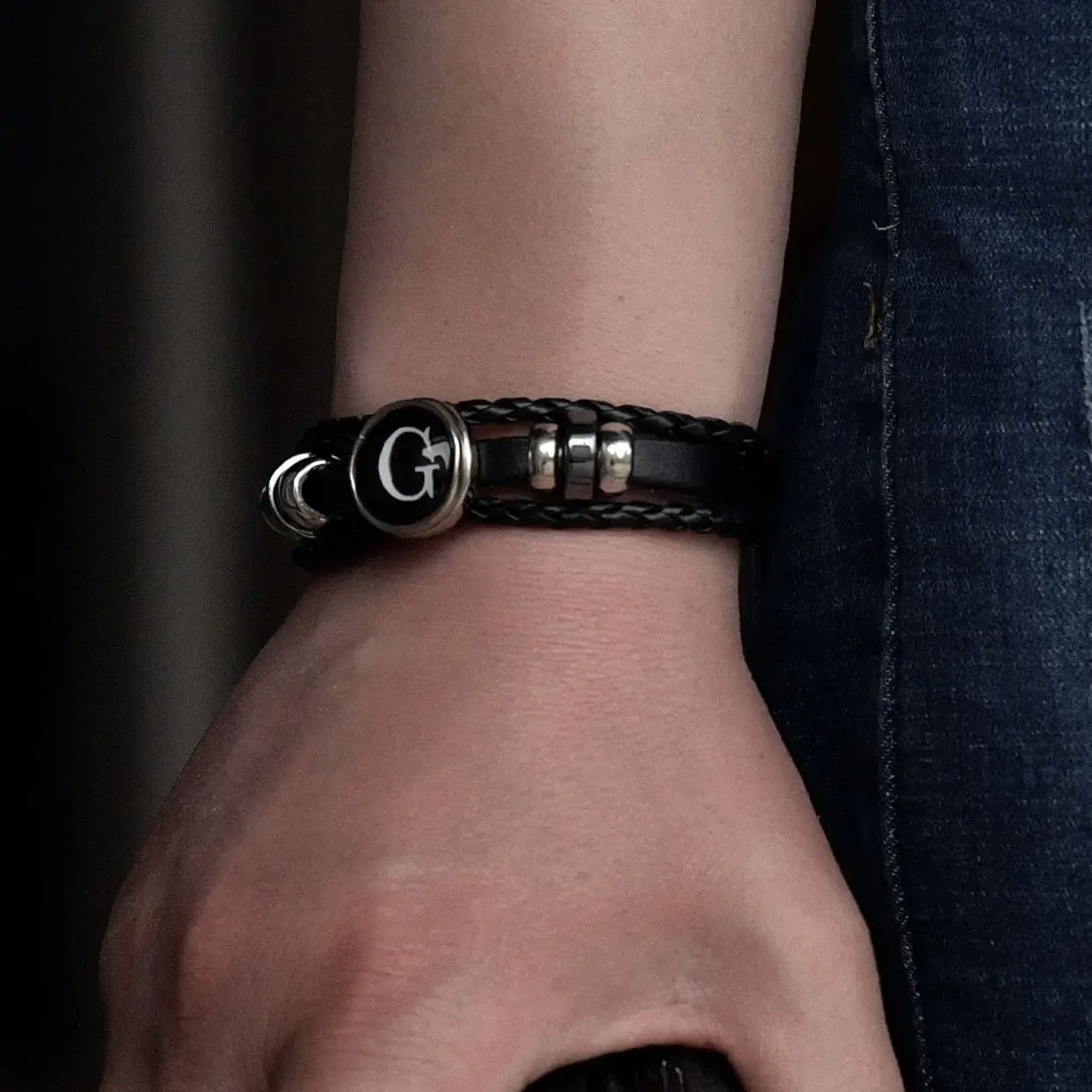 JewelryWe Bracciale Largo Punk in Pelle Catena da Uomo Steampunk Stile Sportivo Regalo Colore Nero/Marrone