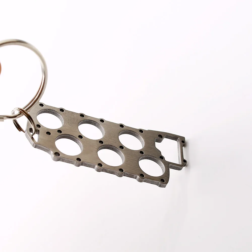 Hanging Engine Keychain 6 Cylinder Head Gasket Engine Metal Keychain Zinc Alloy Key Ring 3.5in ...