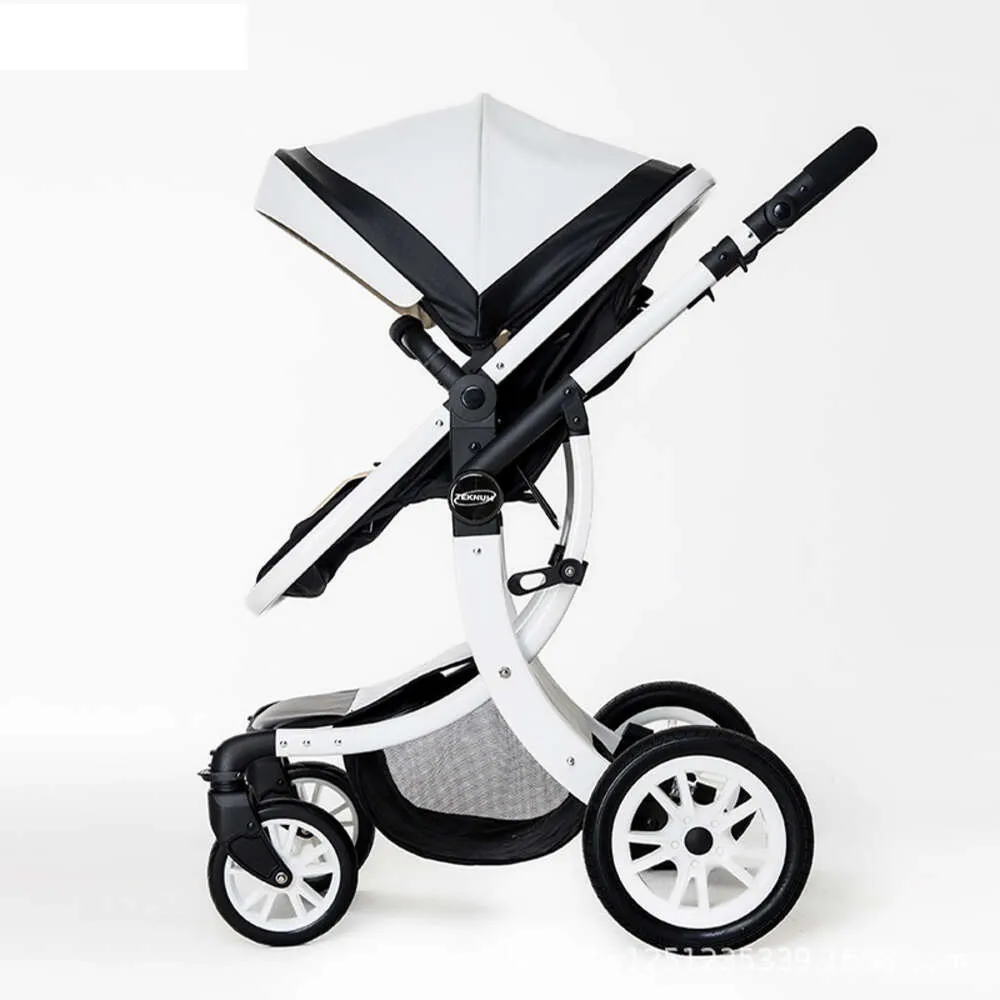 Leather 2 in 1 Baby Stroller Two Way Stroller Car Seat Newborn Bassinet travel white folding baby stroller baby Carriage Pram F4525