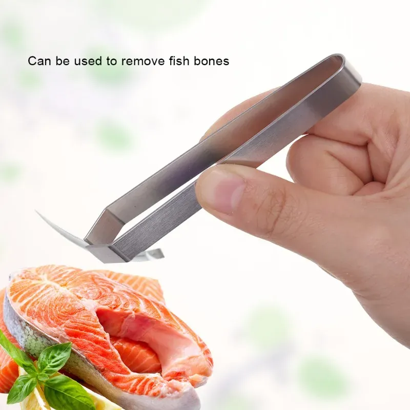 4 Pcs Stainless Steel Fish Bone Tweezers - Kitchen Pin Bone Remover, Slant Tip, Rust-Resistant