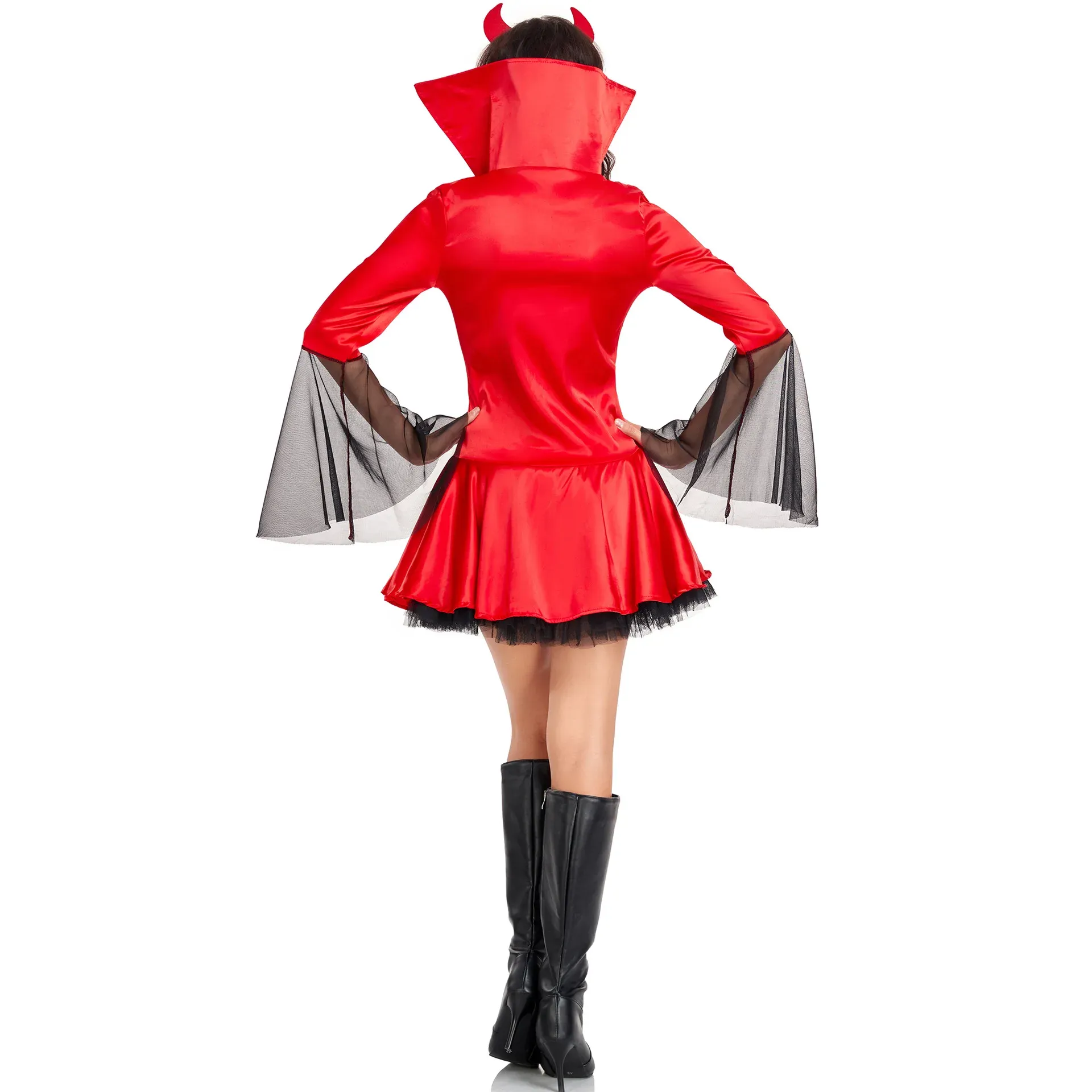Vampire Woman Halloween Costume Devil Witch Cosplay With Cow Horns 2024 Party Outfit Black Red Impish Halloween Fancy Dress From Ddmysmile 96.95 DHgate.Com