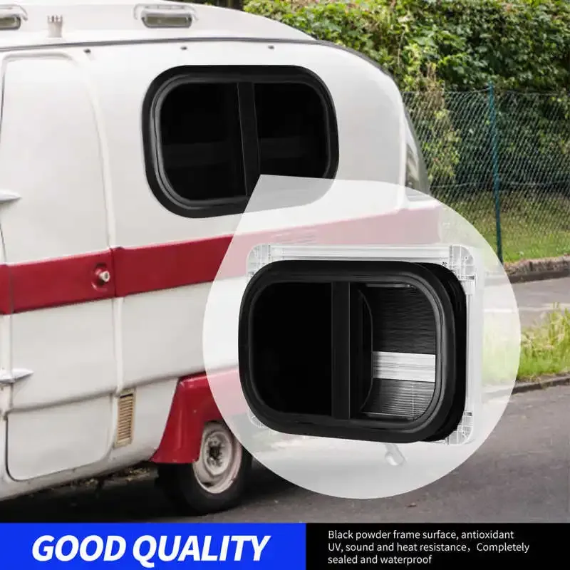 7 × 11.8 in Rounded Corner RV Window Push-Pull Style UV Resistant Black ...