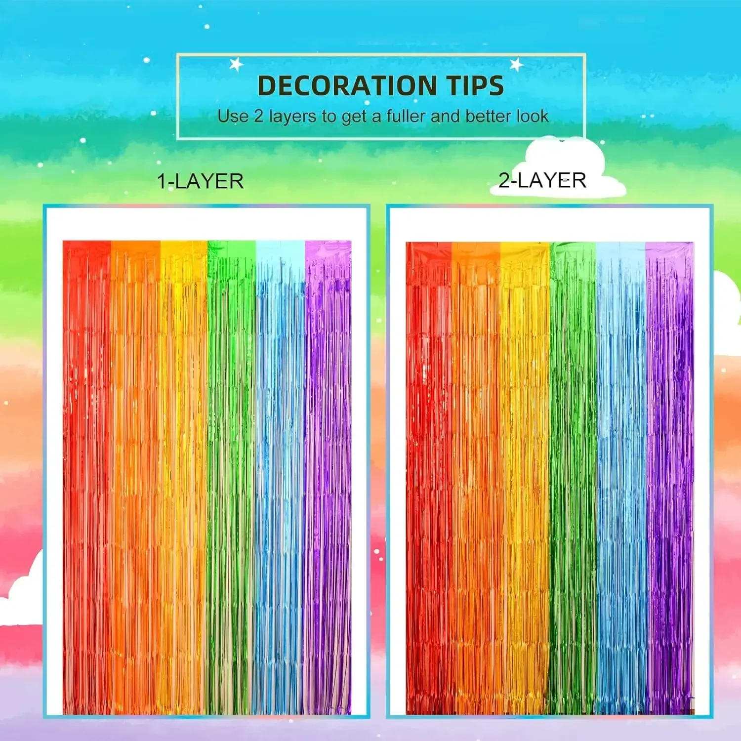 Wopartycolorful Foil Fringe Curtain Backdrop 4 Pack 3 3x6 6