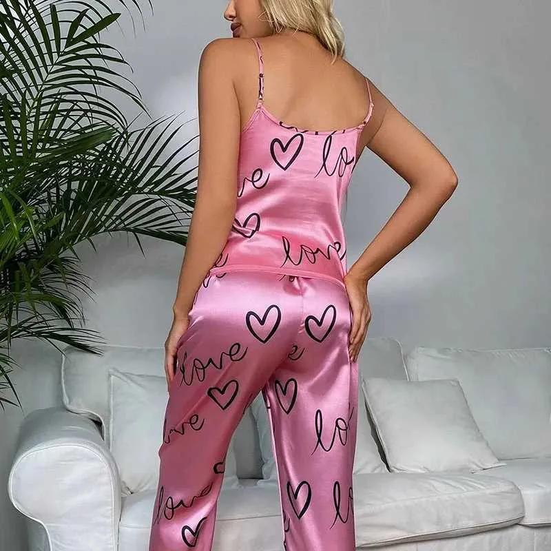 Slkwear Saitn Nightwear Slveless Pajama Set Home Wear Pajama Femme Pajamas T240523 236 DHgate