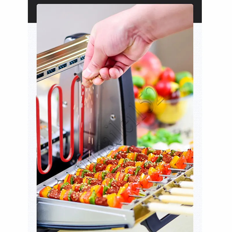 Electric Heating Barbecue Plate Household Smoke Free Automatic Rotating Skewers Machine BBQ Motor Grill