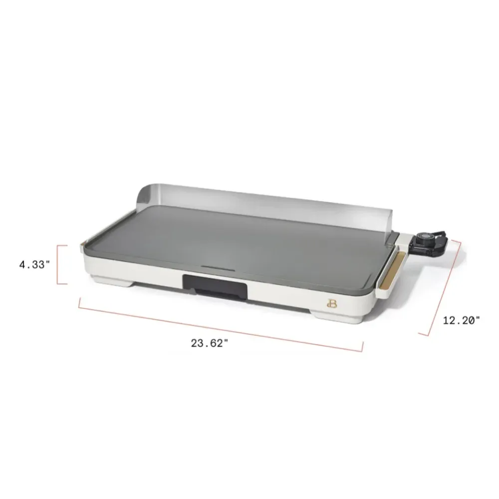 Drew Barrymore Extra Large Griddle With Deep Fryer 12 X 22 White Icing
