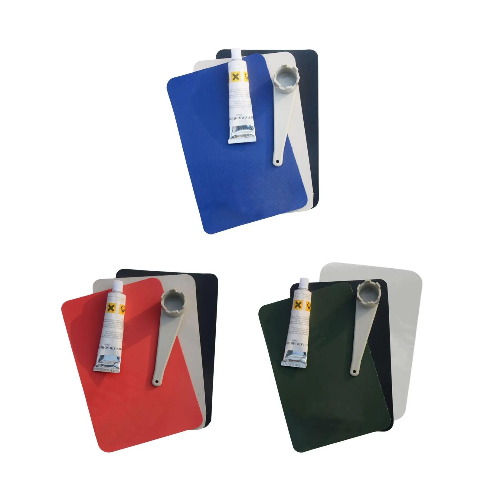 SWT® Kit de patchs de réparation en PVC 3pcs pour canoë-kayak de bateau