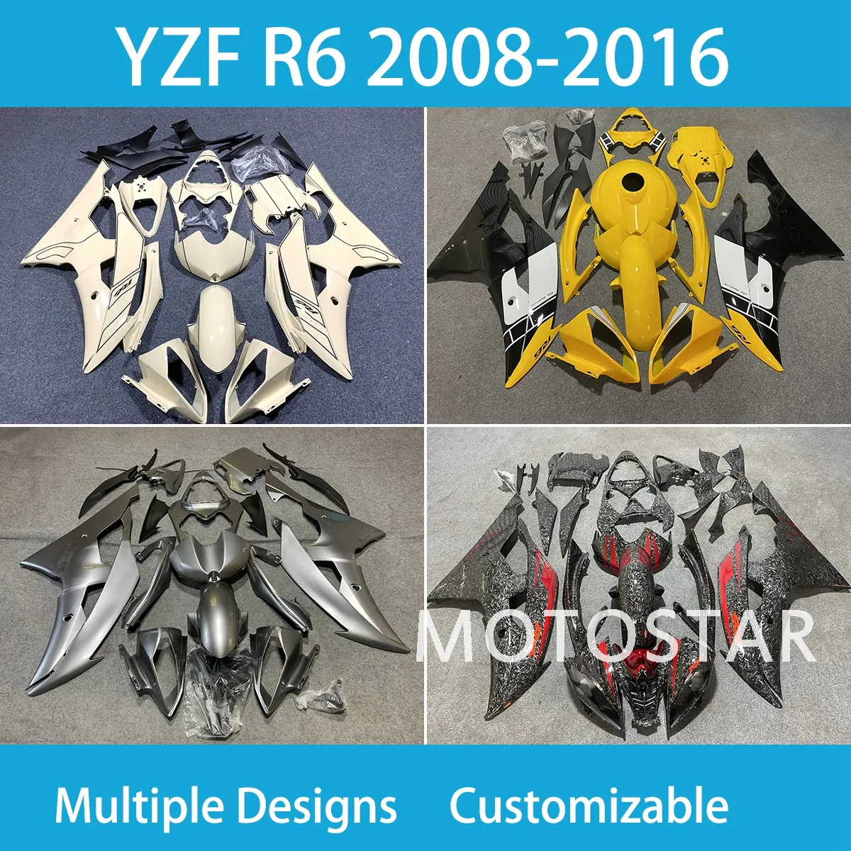 Yzf R6 Model Kit Custom Yzf R6 Fairings For Yamaha YZF R6 2017 2023 100% Fit Injection ...