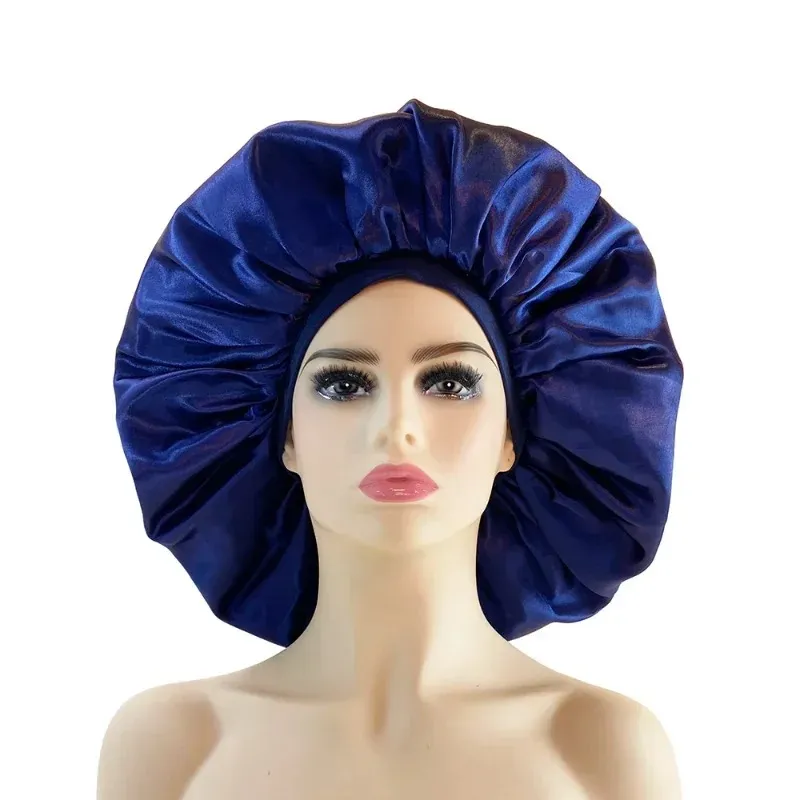 Capeur de sommeil en satin extra grande qualité Bouchure de douche imperméable Protéger les cheveux Femmes Traitement des cheveux Chapeau 6 couleurs