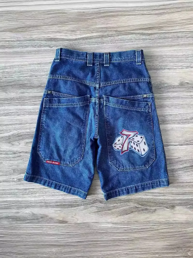 American Jnco Denim Shorts for Men Y2K Hip Hop Wide-Leg Baggy Loose Fit  Jeans