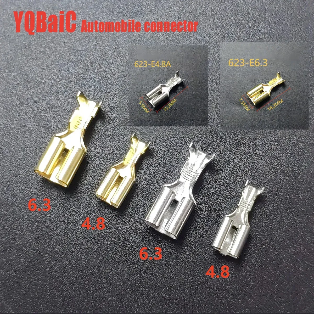 100 X Yellow 9.5mm Insulated Female Spade Crimp Terminals – Switch Electronics