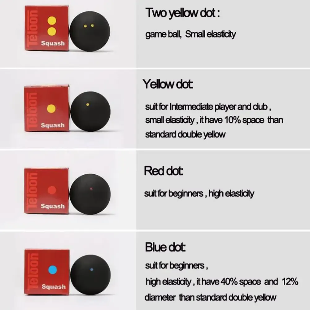 Squashball Set - 4 Elastische Trainingsbälle 60mm Für Anfänger