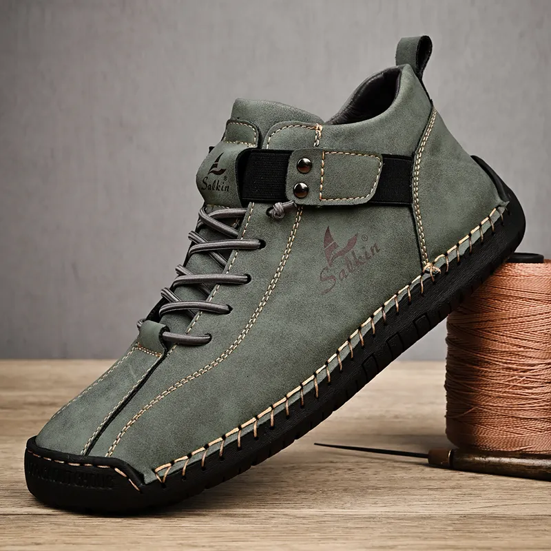 DHgate.com:Handmade Genuine Leather Mens Casual Sneakers: Breathable  Outdoor Ankle Boots:Shoes & Accessories