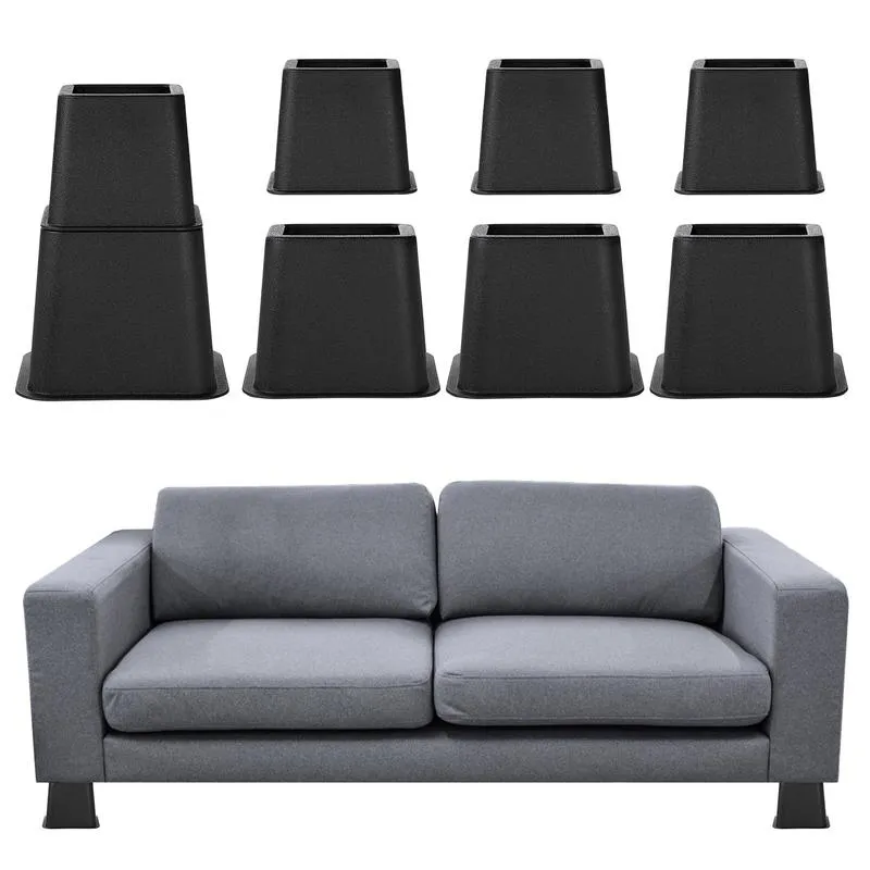 Whynonap Heavy Duty Bed Risers - Set Of 6, 1 Inch Tall, Supports 2000 Lbs For Bed Frames & Furniture, Grey