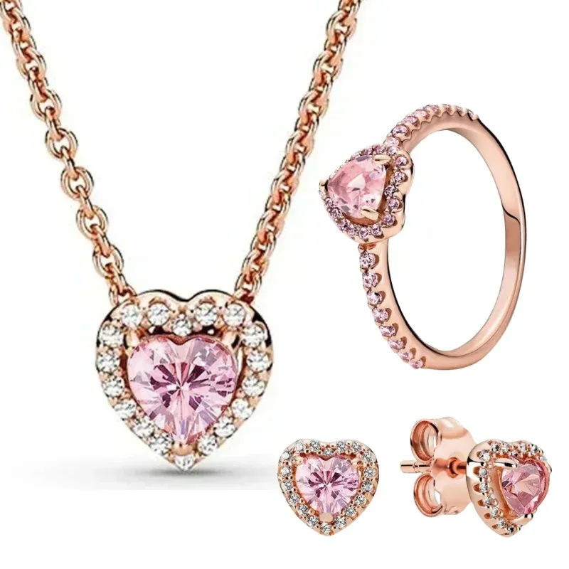 Pandora heart necklace earring set hotsell