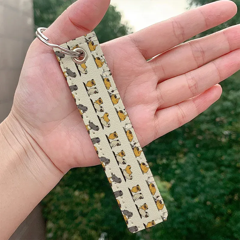 Keychain - Rectangle - Piglet - Leather Keychain - Rectangle - Piglet - Leather