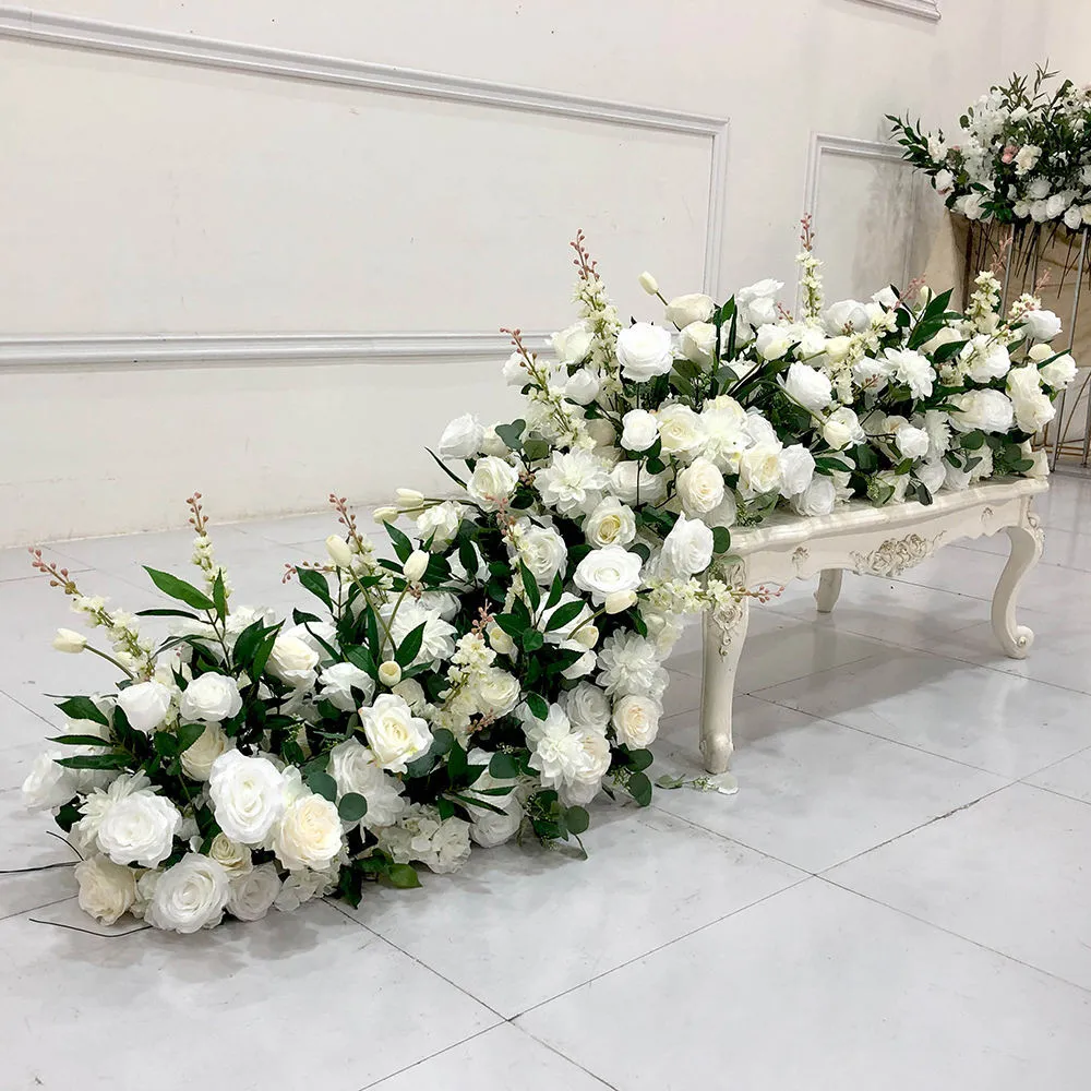 Ahorra a lo Grande en Compras al por Mayor de Boda De Corredores De Mesa De  Flores White Rose Hydrangea Flower Runner Table Flower Bridal Shower ..., image size:1000x1000
