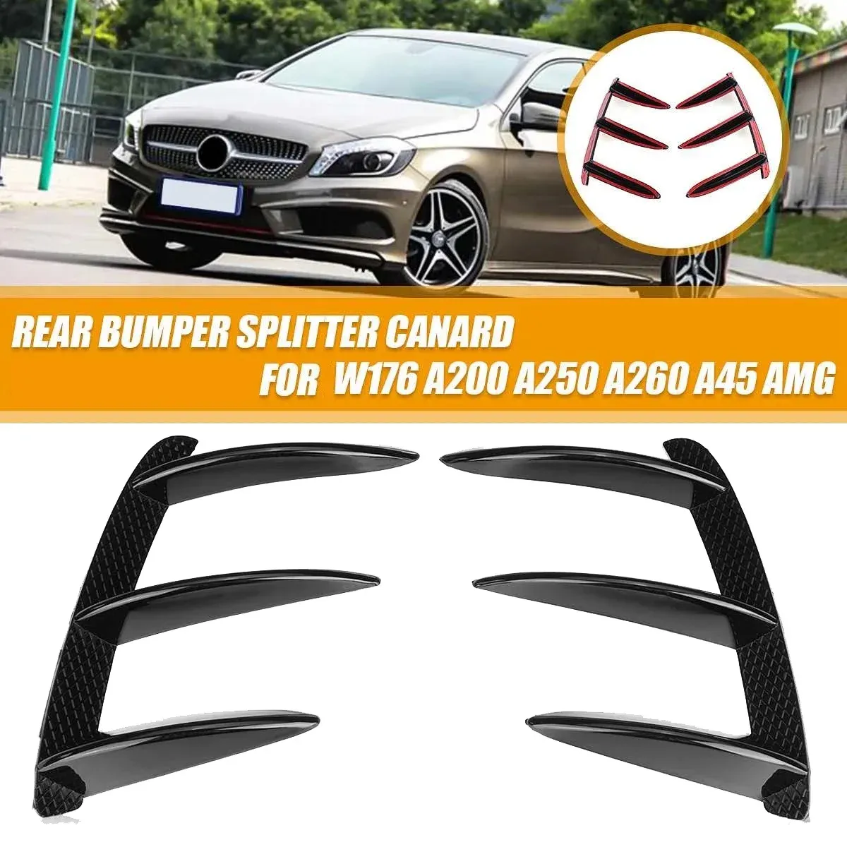 Spoiler Paraurti Posteriore Canard Per Mercedes Classe A W176 - In ABS Nero Lucido O Fibra Di Carbonio, 2013-2018