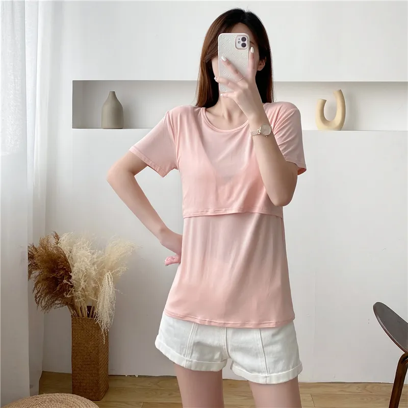 Breastfeeding Nursing Solid Short Modal Maternity Dress Breastfeeding Nursing Solid Short Modal Maternity Dress