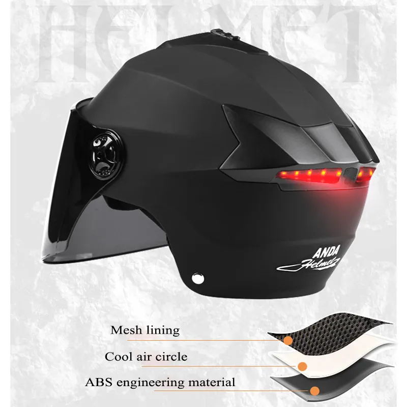 AD Motorcycle Helmets for Men Double Lens LED Lightweight Half Helmet for  Bicycle Scooter from Dhgate Cycling Helmets - price 48.03