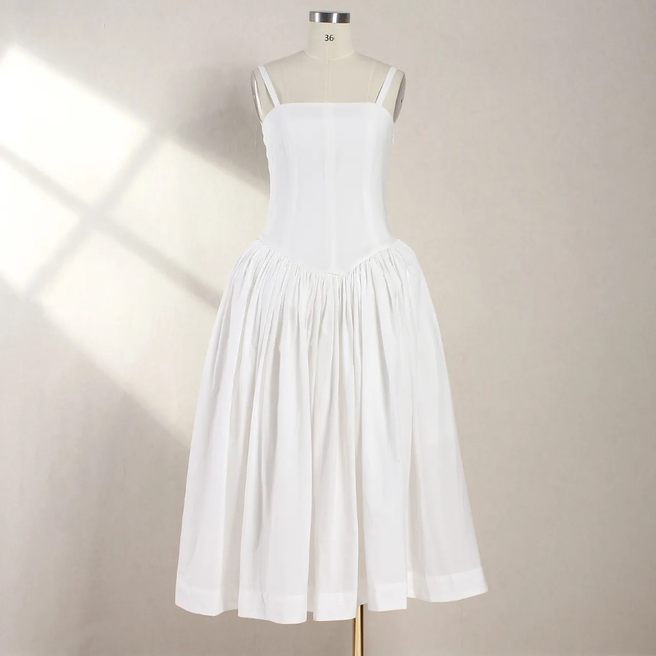 Womens white cotton viscose gathered waist slip midi dress from Dhgate  Basic & Casual Dresses - price 114.58