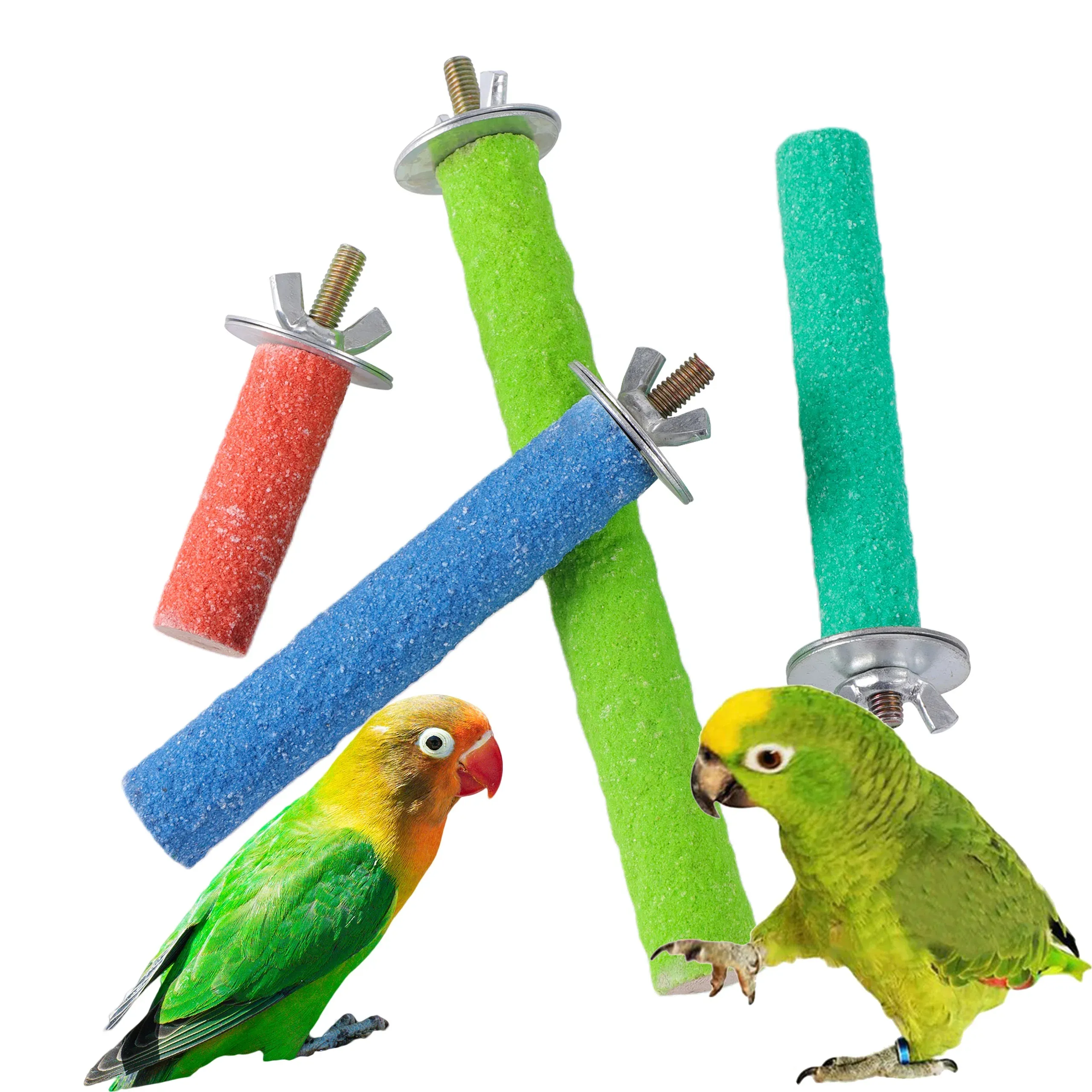 Perchies Natural Wood Bird Perches Toys, Colorful Bite-Resistant Cage Platform ...