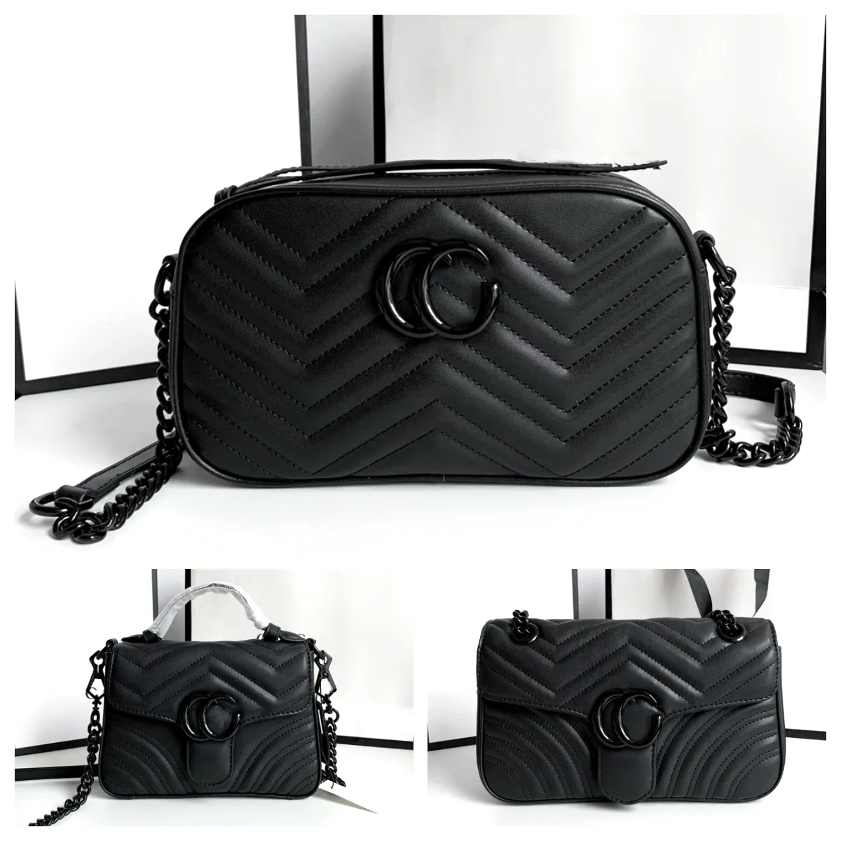 Marmont Designer Leather Shoulder leather shoulder bag with Metal Chain Classic Black Design for Women Luxury Fashion Crossbody Messenger leather shoulder bag and Beautiful Tote