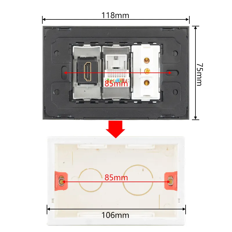 Gray/Grey Glass Italy Chile Socket power socket types with Switch, RJ45 ...