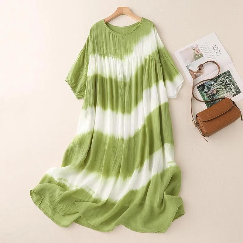 Limiguyue Striped Green Gradient A-Line dress - Soft & Thin Summer Midi dress for Women (E780) Limiguyue Striped Green Gradient A-Line dress - Soft & Thin Summer Midi dress for Women (E780)