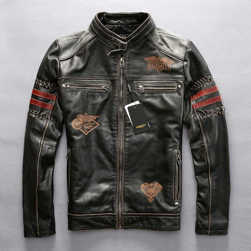 今 話題 の 人気 商品 DHgate.com:Mens Racing Motorcycle Leather Cowhide Genuine ジャケット・アウター