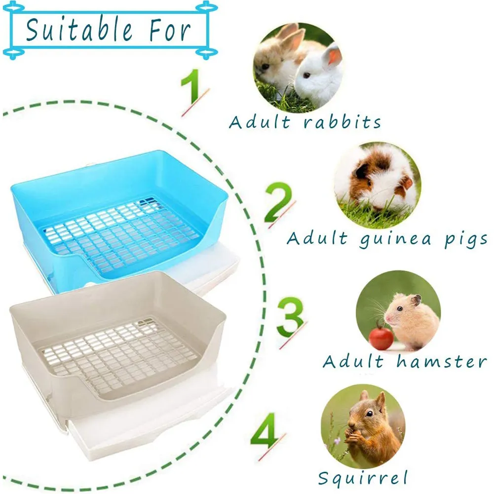 Ferret Litter Box Rabbit Litter Box With Grate,Guinea Pig Litter Pan,2 ...
