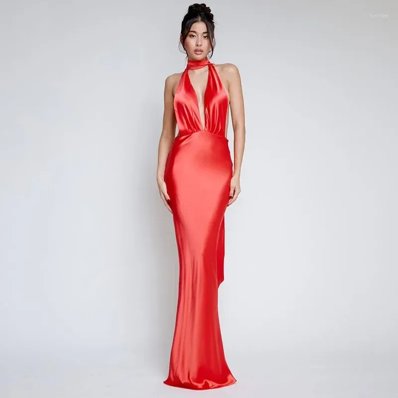 Elegant Solid Backless Halter Evening Dress Dresses Elegant Solid Backless Halter Evening Dress Dresses
