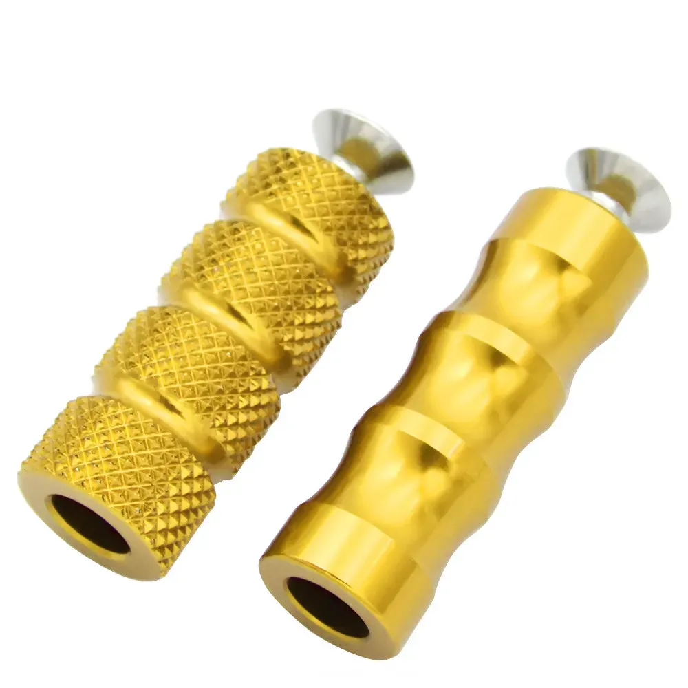 OLIVER MOTO 6mm Motorcycle Foot Pegs - Silver Aluminum Shift/Brake Lever Pedals (M6 Thread)