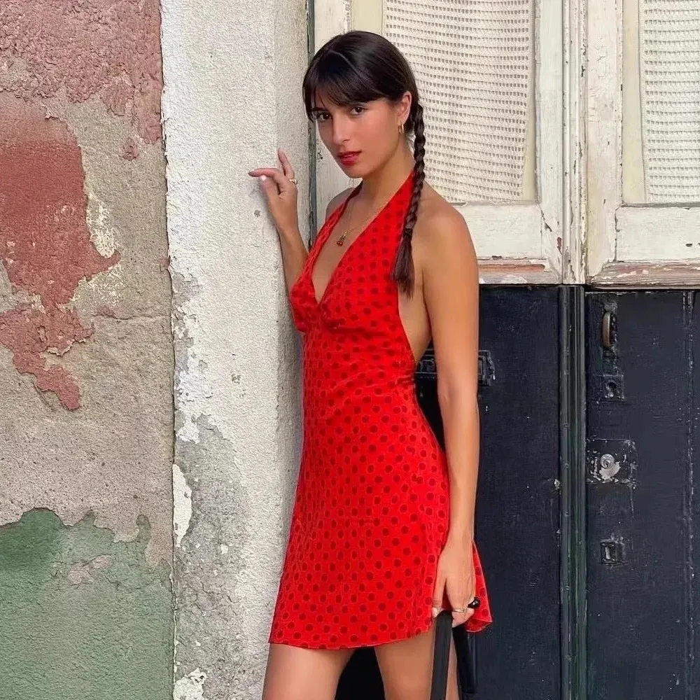 v neck backless mini dress Sexy V-Neck Backless Short Cocktail Dress 6759S main image 1