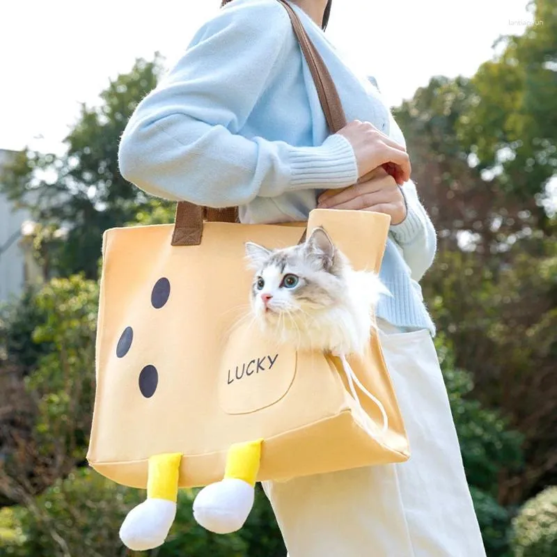 DHgate Breathable Canvas Cat Carrier Portable Pet Travel Shoulder Bag for Small Cats Kittens Puppies Pet Supplies