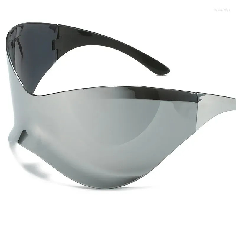Oversized Futuristic Shield Sunglasses for Men with Blue  display picture 1